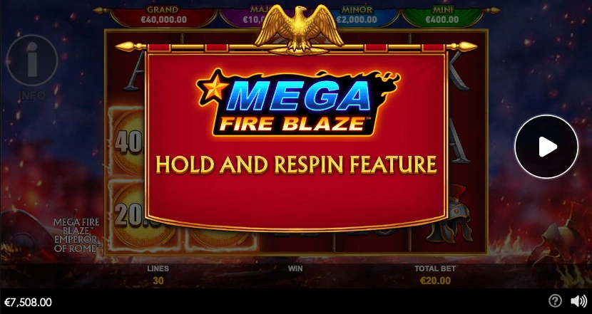 Emperor of Rome Hold and Respin Feature Fire Blaze Slot