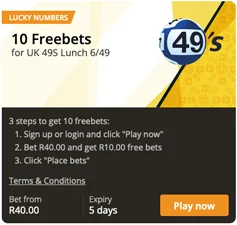 10 Freebets 49's Promotion